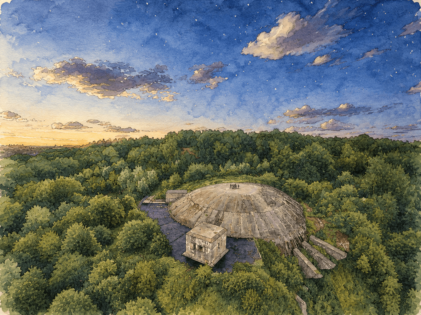 Illustration aérienne du dôme historique de La Coupole.